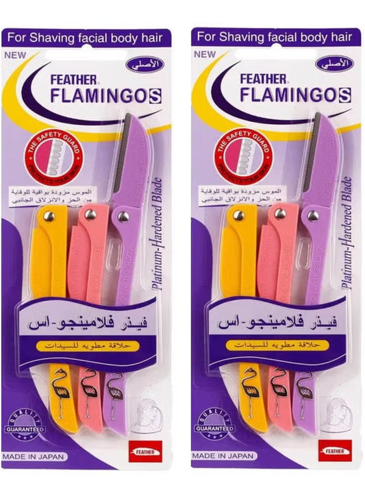 Pack Of 3- Feather Flamingo Facial Razor for Face, Eyebrows & Body shaving