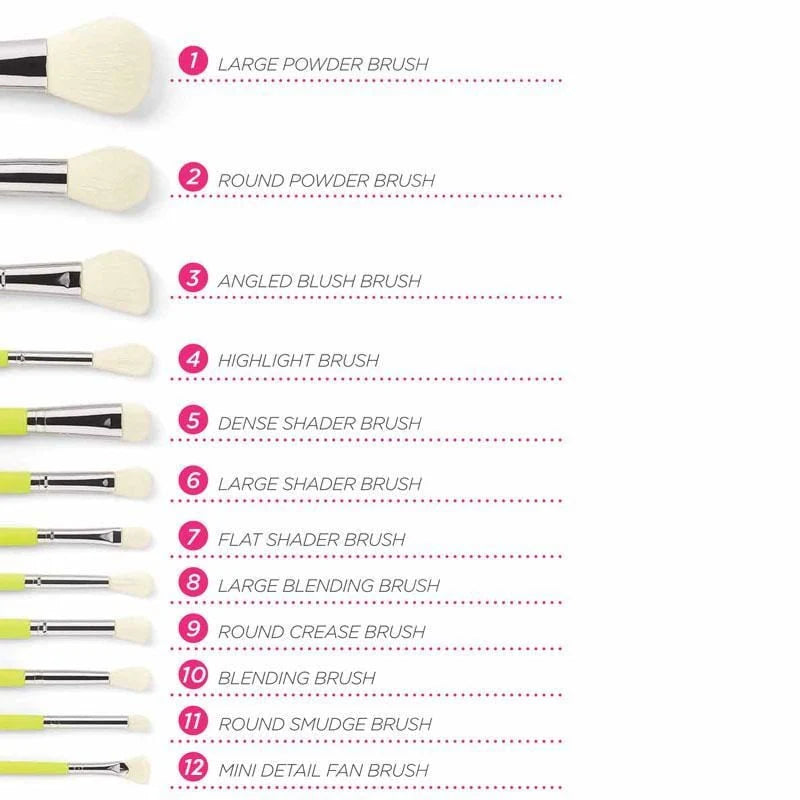 BH Cosmetics Color Festival 12 Piece Brush Set with Angled Brush Holder