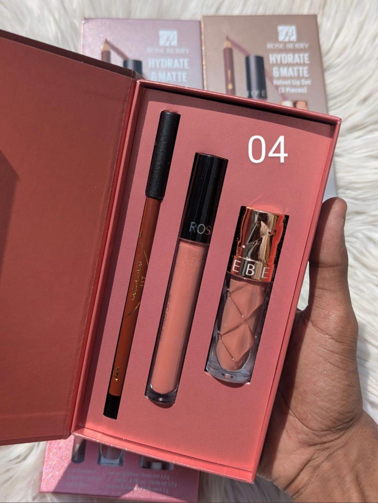 RoseBerry 3 in 1 velvet lip set
